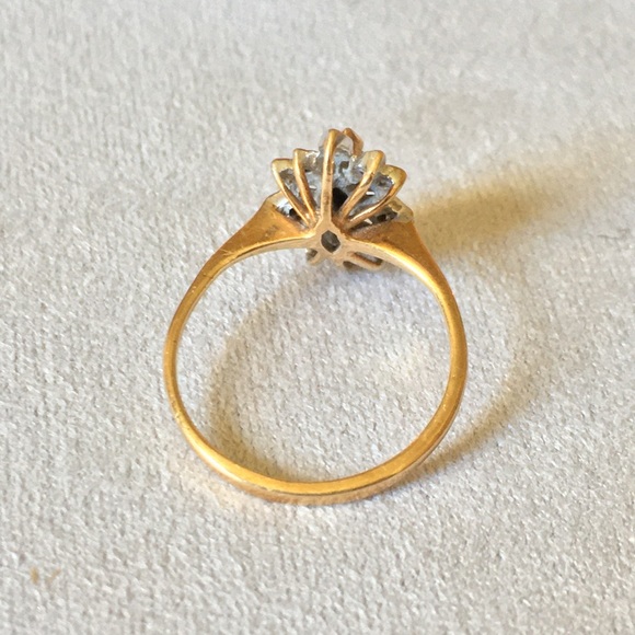 Antique Sapphire & Diamond 14k Yellow gold ring - Picture 6 of 10